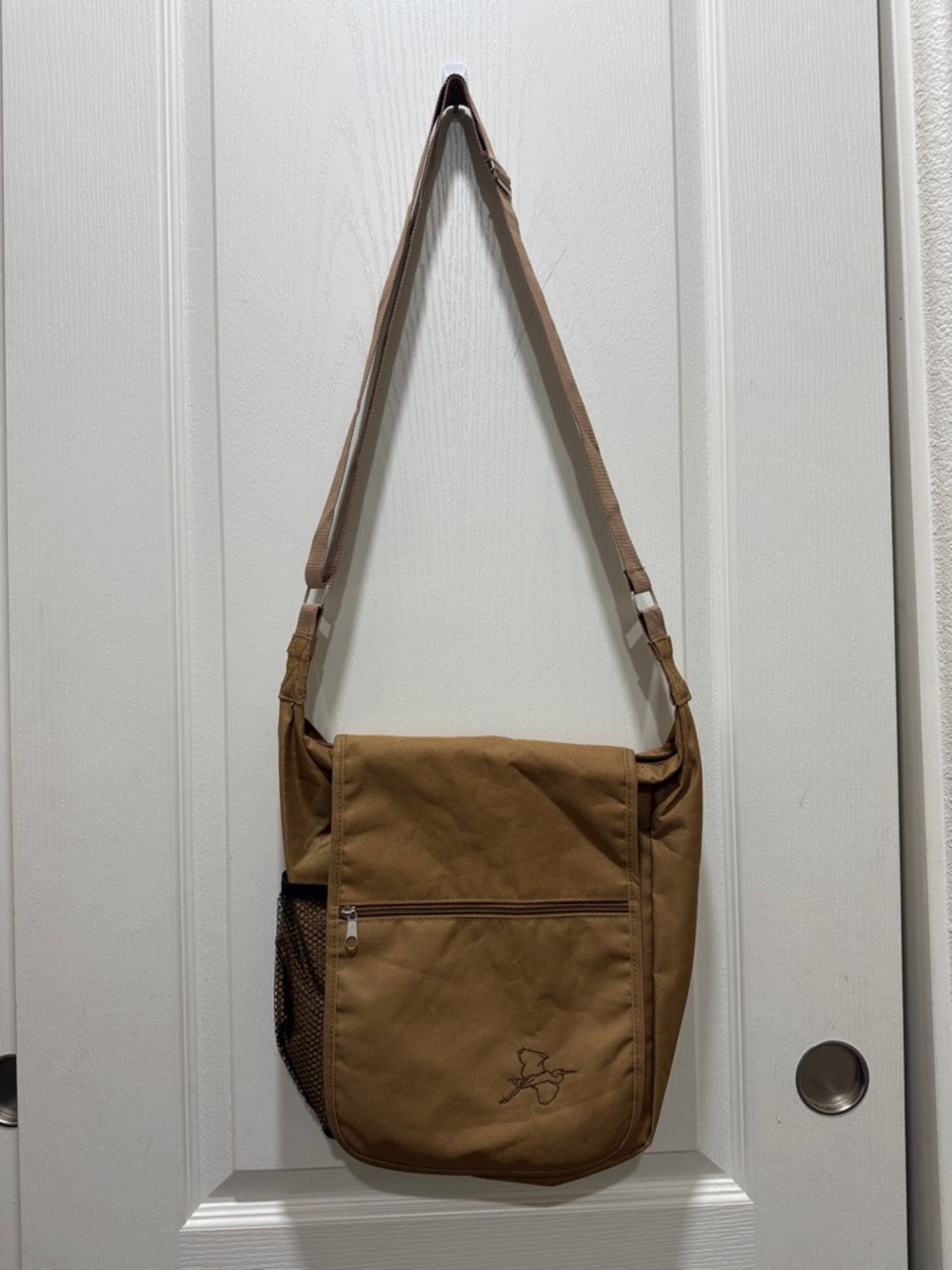 Canvas Crossbody Messenger Bag Brown Adjustable Strap